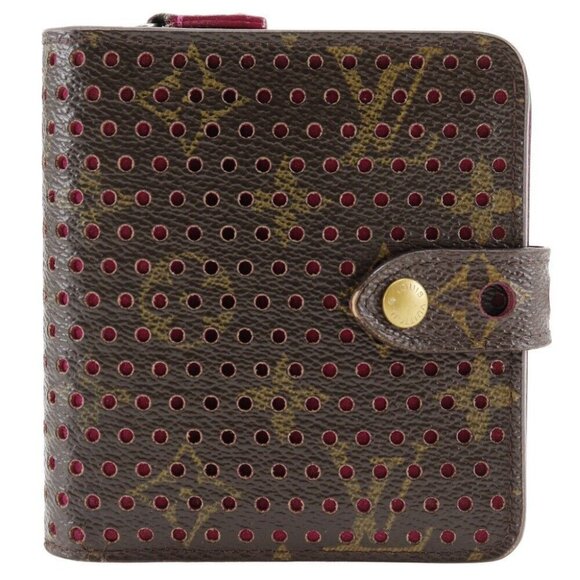 LOUIS VUITTON Compact zip Bi-Fold Wallet Monogram Perfo Fuchsia - Picture 1 of 13